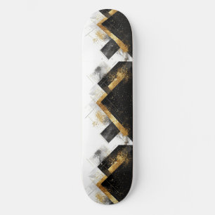 Skate Fundo Elegante Preto e Abstrato Dourado