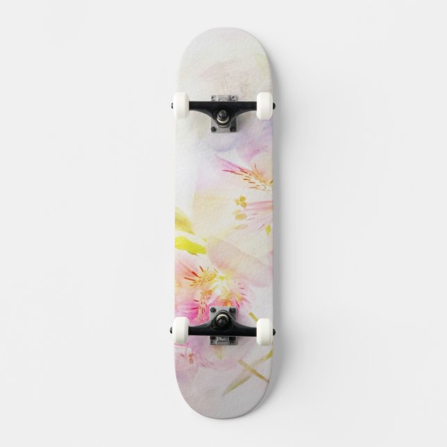 Skate fundo floral com flores da aguarela (Frente)