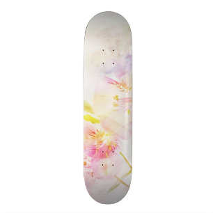 Skate fundo floral com flores da aguarela