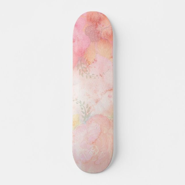 Skate Fundo Floral Cor-de-Água Rosa (Frente)
