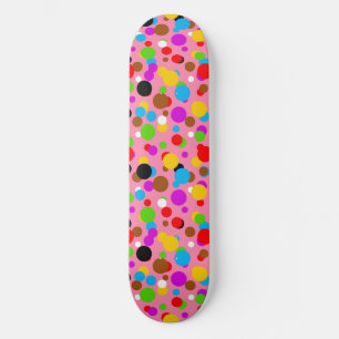 Skate Fundo Rosa Pontos Coloridos