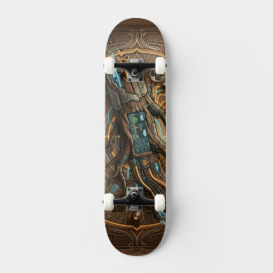 Skate Fusão Cibernética Retro-Futurista de Madeira Flutu