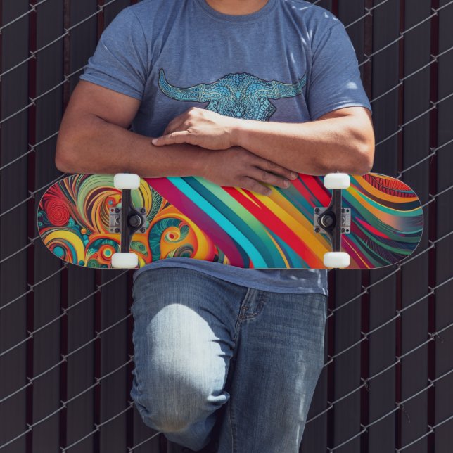 Skate Fusão de Onda de Cor – Arte Moderna de Redemoinho  (Ao ar livre 3)