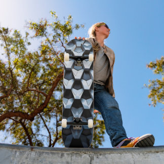 Skate Futurista Abstrato Azul Geométrico Metálico