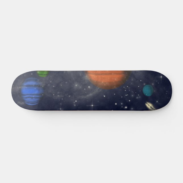 Skate Galáxias com estrelas e planetas no espaço (Horz)