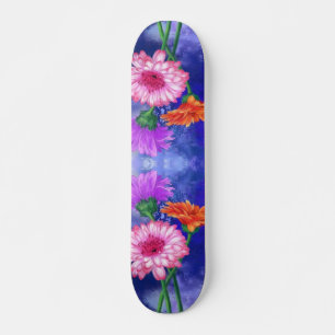 Skate Garganta Gerberas de Três Cores - Desenho de Arte