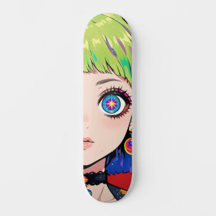 Skate Garota Espacial Glitchcore Com Olhos Estrela