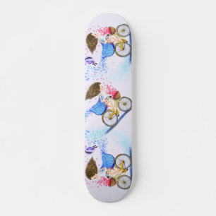 Skate Garota Feliz Em Uma Bicicleta - Corações Românt