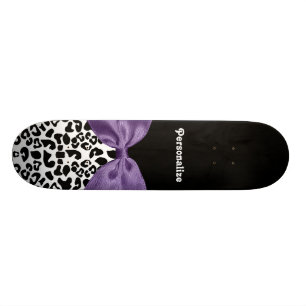 Skate Garota Leopard Imprima Bonito Faixa Roxa com Nome
