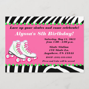 Skate - Garotas Zebra Imprimir Convite de Aniversá