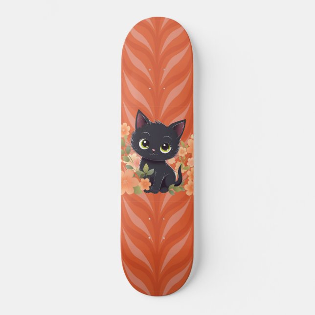 Skate Gatinho Preto Fofo Kawaii  (Frente)