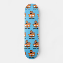 Skate Gato Cowboy Cartoon Mustache Cat