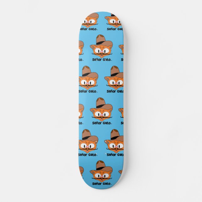 Skate Gato Cowboy Cartoon Mustache Cat (Frente)