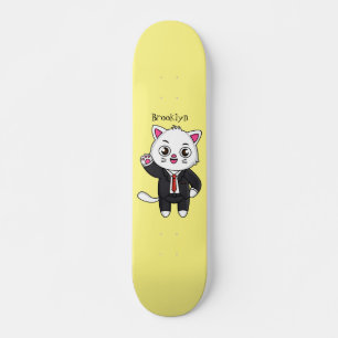 Skate Gato gatinho bonito em desenho animado de terno