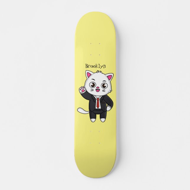 Skate Gato gatinho bonito em desenho animado de terno (Frente)