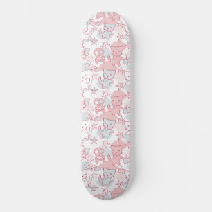 Skate Gato Goth Crânio Estilo Japonês Kawaii Coração Nuv