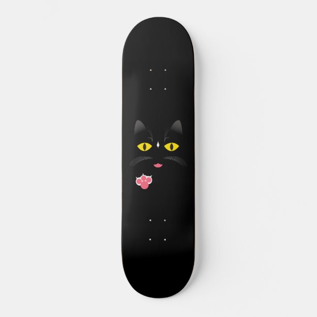 Skate Gato preto com marcas brancas (Frente)