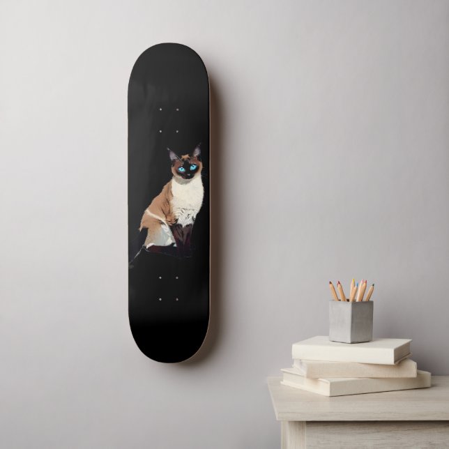 Skate Gato Siamês Art Electric Blue-Eyed Cat Lover (Arte de parede)