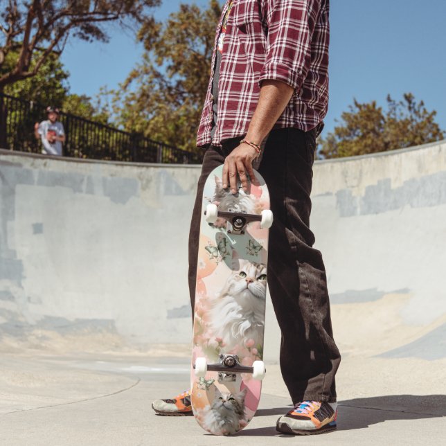 Skate Gatos com Borboletas Rosa e Pastéis (Ao ar livre 2)