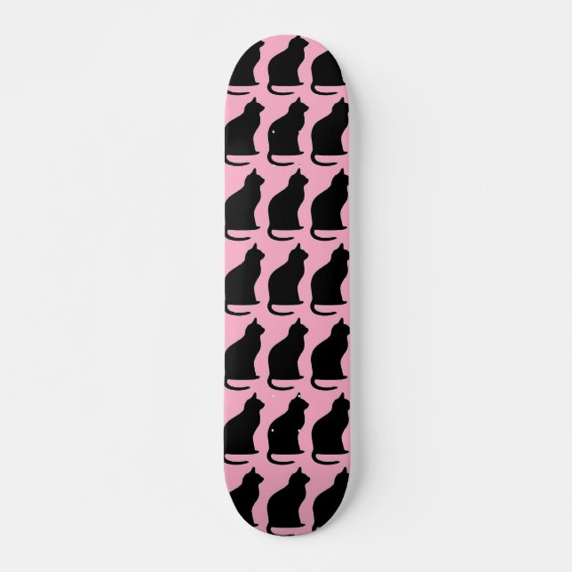 Skate Gatos pretos a rosa (Frente)