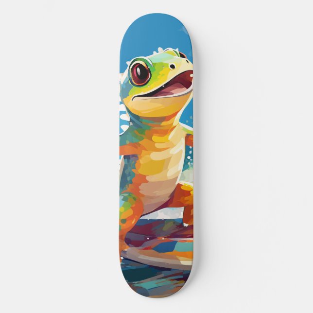 Skate Gecko Surfando Andando As Ondas (Frente)