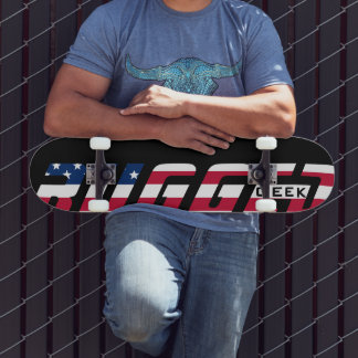 Skate geek vermelho azul-vermelho RUGGGG EUA Sinalizador