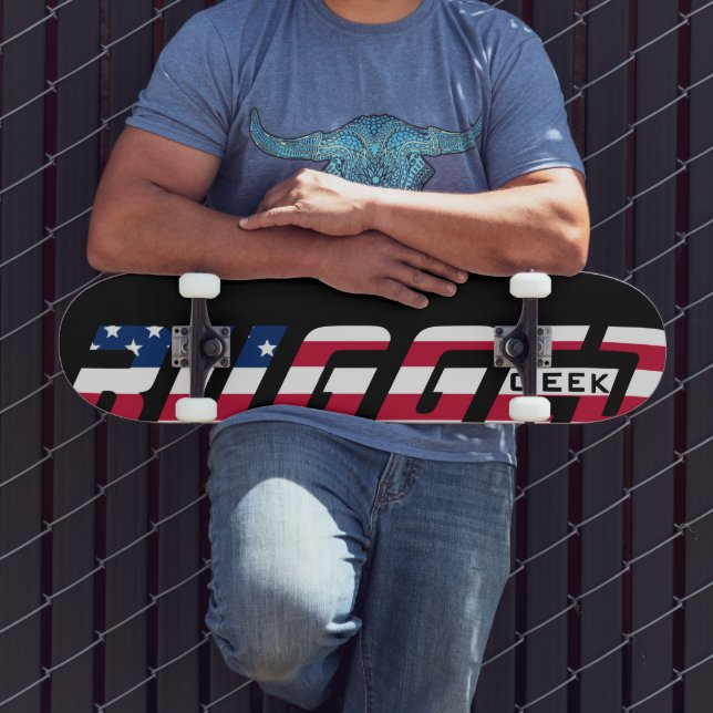 Skate geek vermelho azul-vermelho RUGGGG EUA Sinalizador (Ao ar livre 3)