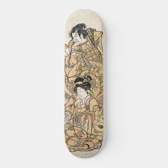 Skate Geisha oriental japonesa e arte samurai ukiyo-e (Frente)