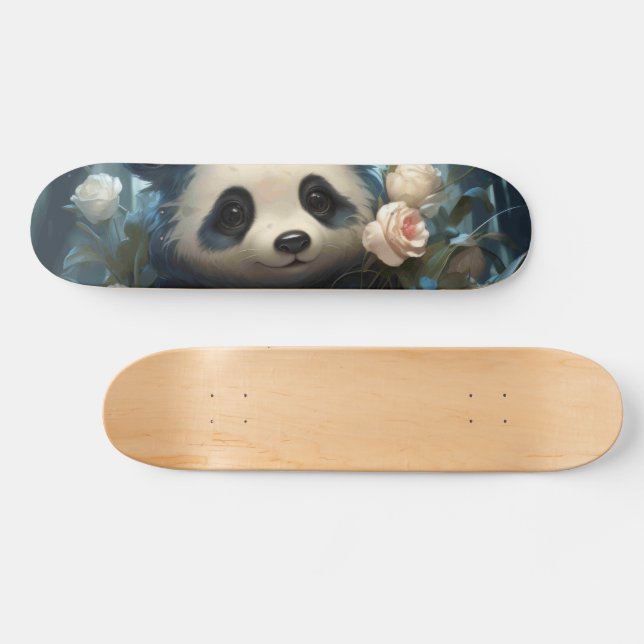 Skate Gentil Urso Panda Entre Rosas Selvagens (Horz)