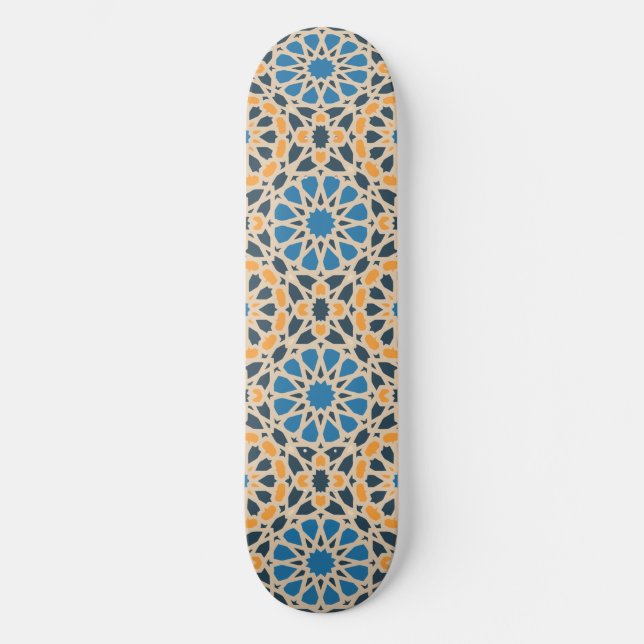 Skate Geometric Moroccan Tile & Orange Pattern (Frente)