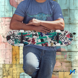 Skate Geométrico Abstrato com Elementos de Grafite Ousad