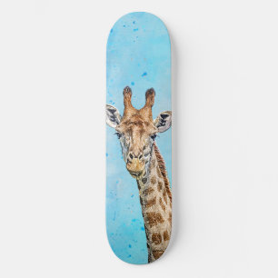 Skate Girafa Curiosa com Céu Azul Confetti