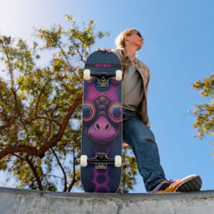 Skate Girafa de desenho animado colorido com óculos de S