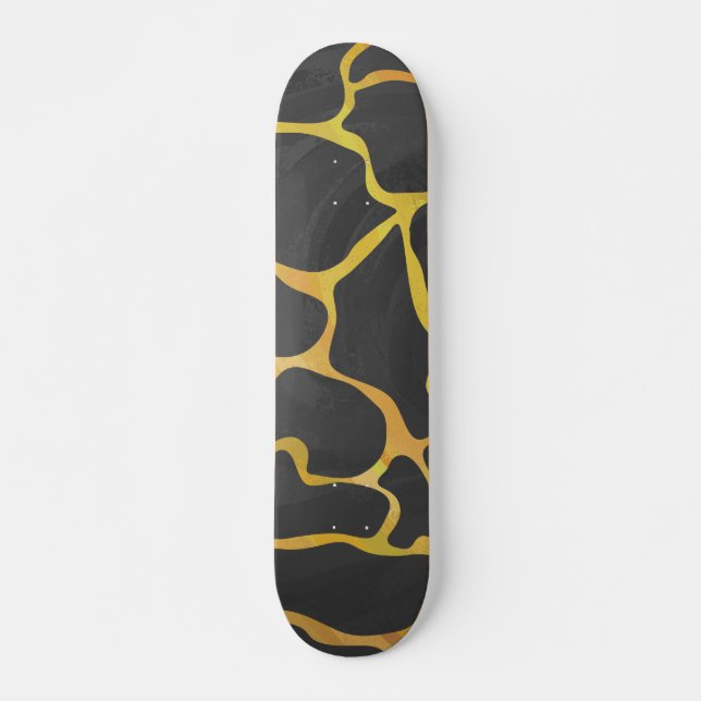 Skate Giraffe Black and Yellow Impressão (Frente)