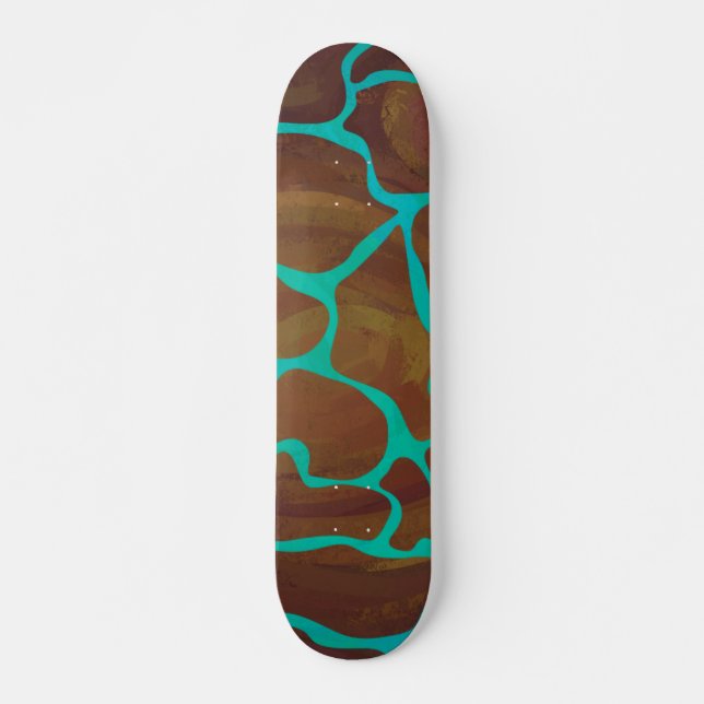 Skate Giraffe Brown e Teal Impressão (Frente)