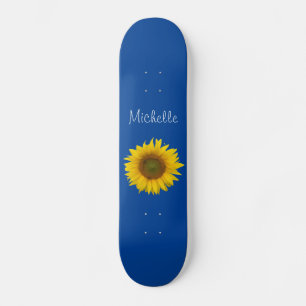 Skate Girassol Amarelo Cachorro Personalizado Azul
