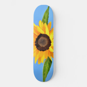 Skate Girassol Amarelo contra Sol no Céu Azul - Verão