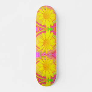 Skate Girassol Amarelo em espiral psicodélica
