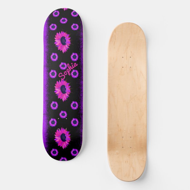 Skate Girassol Roxo Personalizado (Frente)