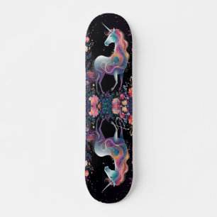 Skate Girly Floral Unicorn Rainbow Colors
