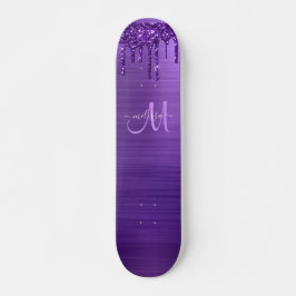 Skate Girly Purple Drivers Glitter Nome do Monograma