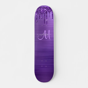 Skate Girly Purple Drivers Glitter Nome do Monograma