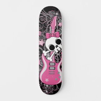 Skate Girly Skull com Violão Rosa