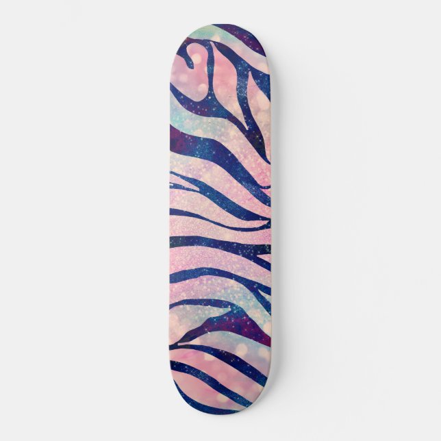 Skate Glamorus Holográfico Blue Zebra Stripes (Frente)