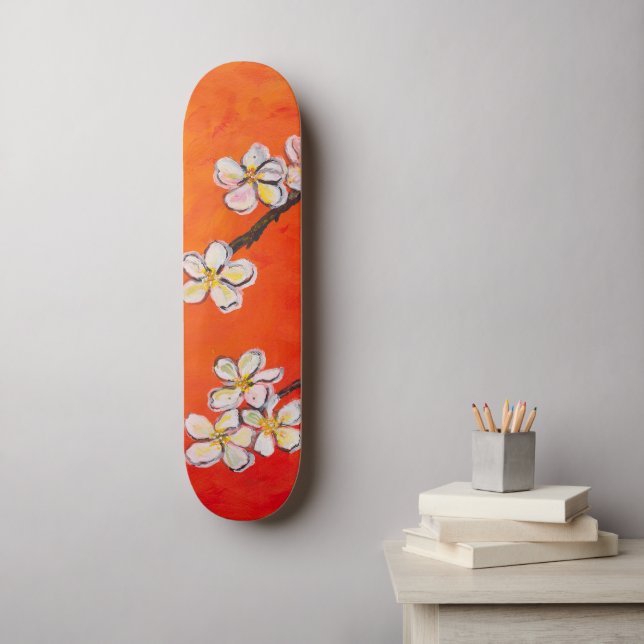 Skate Glândulas brancas sobre fundo de primavera vermelh (Arte de parede)