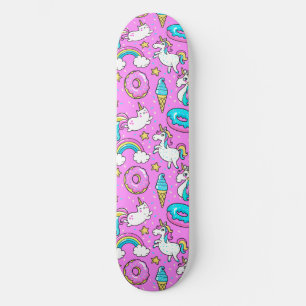 Skate Glitschy rosa - unicórnio e gatinho engraçados