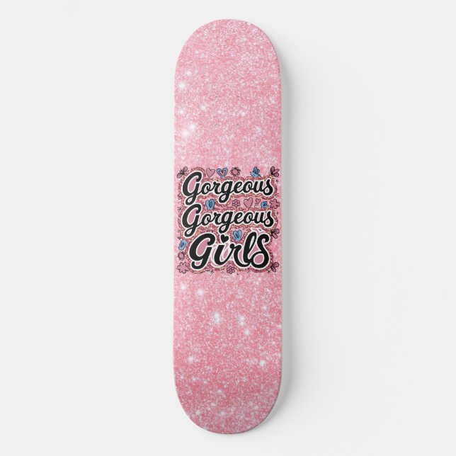 Skate Glitter belo rabisco de garotas (Frente)