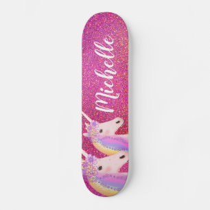 Skate Glitter Cor-de-rosa, Unicórns, Cor-de-rosa, branc