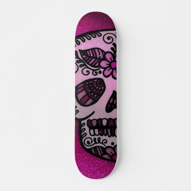 Skate Glitter de Açúcar Cinzento, Rosa-Quente, Cinzento, (Frente)
