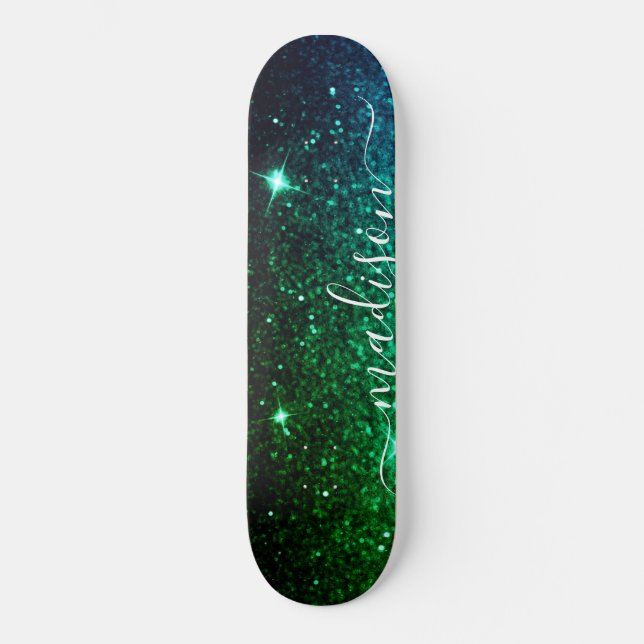 Skate Glitter de brilho verde esmeralda personalizado (Frente)